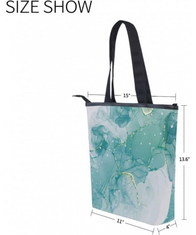 Teal Turquoise Mint Marble Tote Handbag for Women Tote Bag, Canvas + leather Shoulder Bag, Hobo bag, Satchel Purse(237ri1d) $...