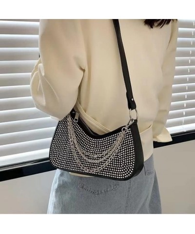 Rhinestone Bag Ladies Evening One Shoulder Underarm Crossbody Bag Party Crystal Clutch(Color:B,Size:one Size) One Size B $36....