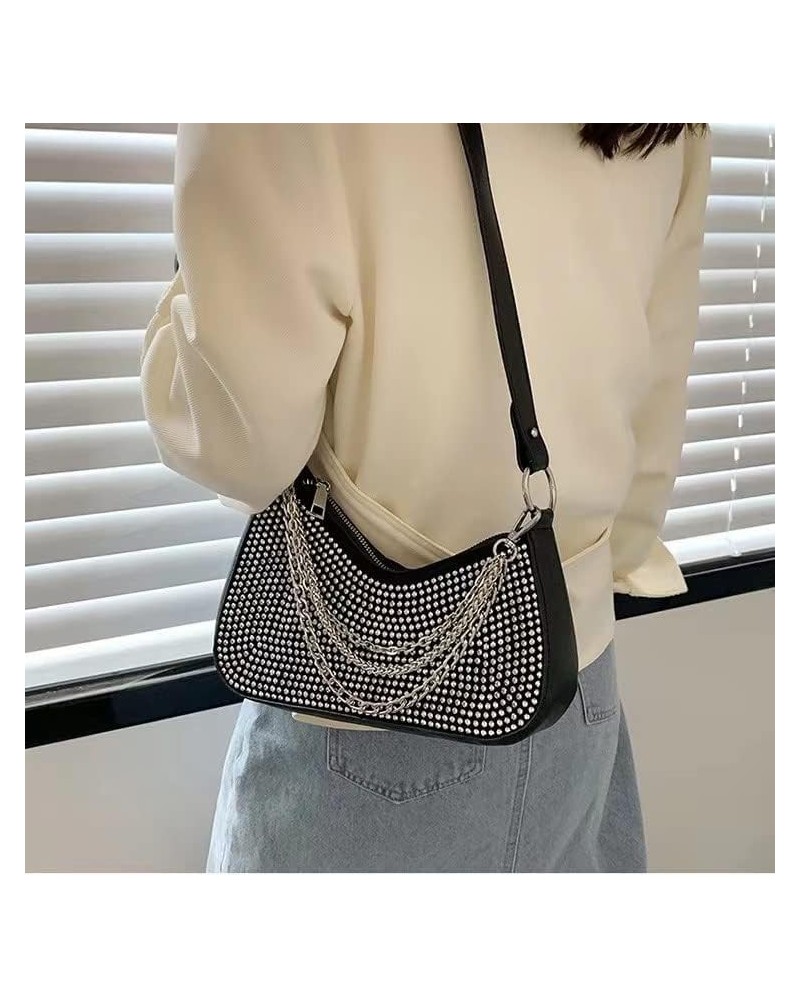 Rhinestone Bag Ladies Evening One Shoulder Underarm Crossbody Bag Party Crystal Clutch(Color:B,Size:one Size) One Size B $36....