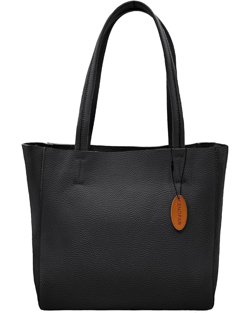 Large Leather Tote Bags for Women Large Capacity Genuine Leather Handbag Black A1 $39.56 Totes