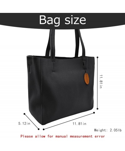 Large Leather Tote Bags for Women Large Capacity Genuine Leather Handbag Black A1 $39.56 Totes