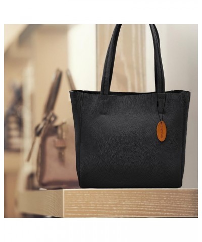 Large Leather Tote Bags for Women Large Capacity Genuine Leather Handbag Black A1 $39.56 Totes