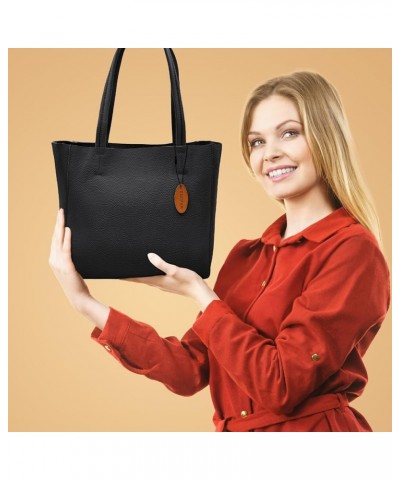 Large Leather Tote Bags for Women Large Capacity Genuine Leather Handbag Black A1 $39.56 Totes