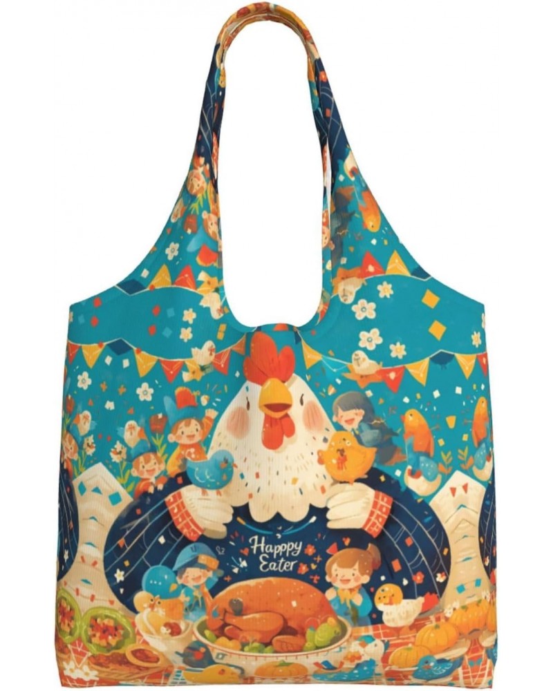 Colorful Flag Cute Turkey One-Shoulder Commuting Canvas Bag,Fashionable And Lightweight,Extra Large Capacity,Easy To Store,So...