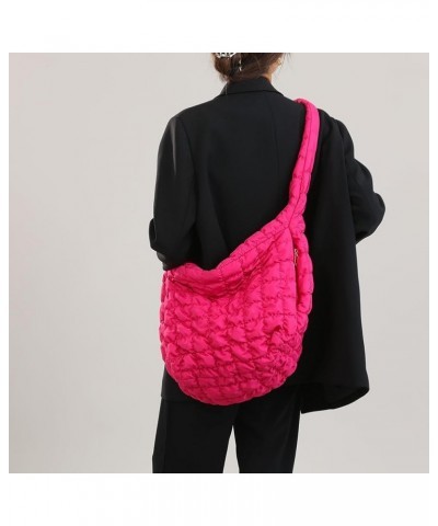 Quilted Tote Bag Large Puffer Crossbody Bag Women Puffy Shoulder Bag Quilted Padding Hobo Tote Bag Rose Pink $24.67 Crossbody...