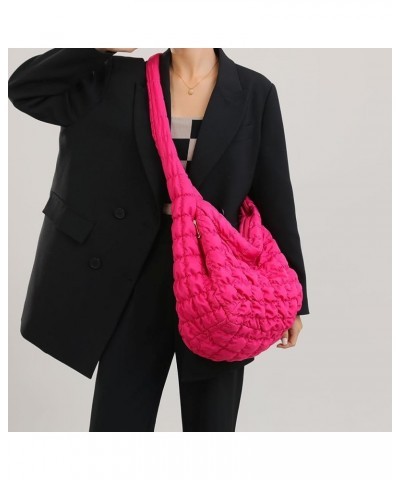 Quilted Tote Bag Large Puffer Crossbody Bag Women Puffy Shoulder Bag Quilted Padding Hobo Tote Bag Rose Pink $24.67 Crossbody...