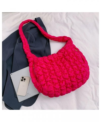 Quilted Tote Bag Large Puffer Crossbody Bag Women Puffy Shoulder Bag Quilted Padding Hobo Tote Bag Rose Pink $24.67 Crossbody...