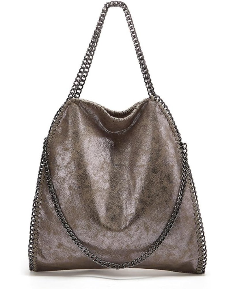 Chain Shoulder Bag Female's Bag Handbags Solid Color Soft Bags Crossbody Bag Tote Bags for Women (Pinkish Gray) Silver Gray $...