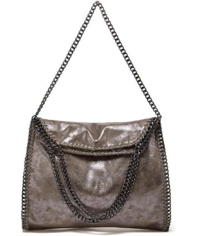 Chain Shoulder Bag Female's Bag Handbags Solid Color Soft Bags Crossbody Bag Tote Bags for Women (Pinkish Gray) Silver Gray $...