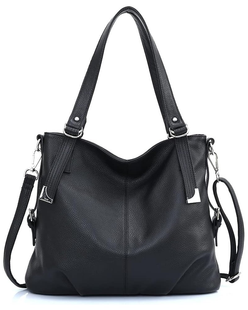 Genuine Leather Handbag Hobo Women Black $51.59 Hobo Bags