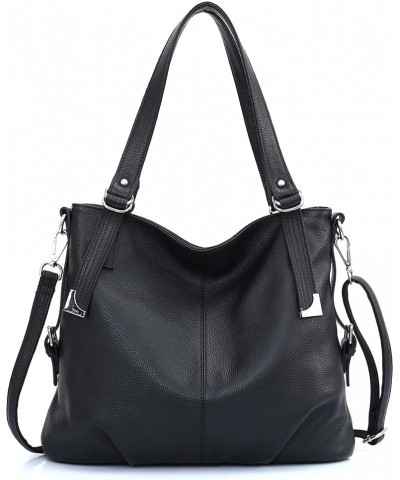 Genuine Leather Handbag Hobo Women Black $51.59 Hobo Bags