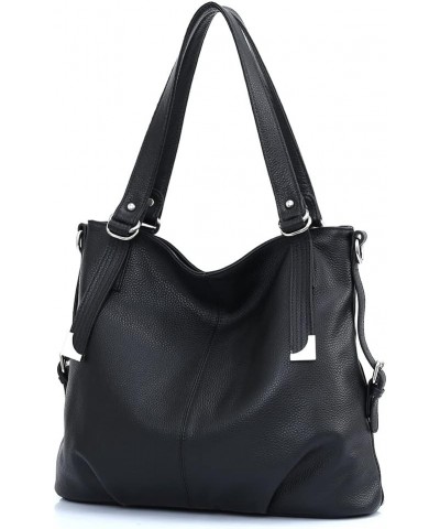 Genuine Leather Handbag Hobo Women Black $51.59 Hobo Bags