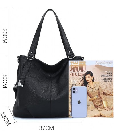 Genuine Leather Handbag Hobo Women Black $51.59 Hobo Bags