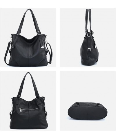 Genuine Leather Handbag Hobo Women Black $51.59 Hobo Bags