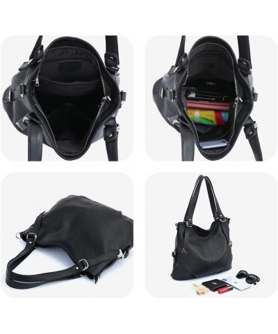 Genuine Leather Handbag Hobo Women Black $51.59 Hobo Bags