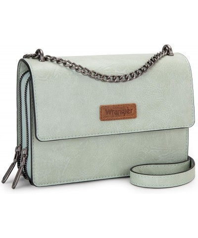 Flap Crossbody Purse for Women Western Organizer Wallets with Chain Strap Pale Green $18.90 Crossbody Bags