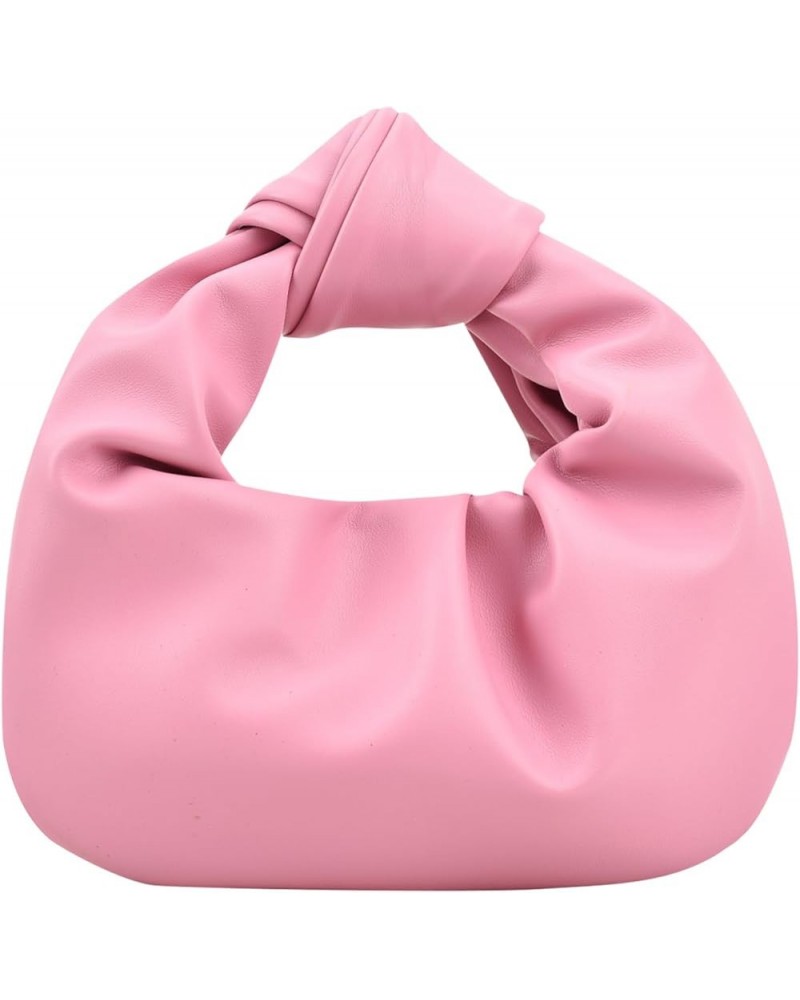 Women's Small Knotted Handbags Soft PU Leather Hobo Bag Shoulder Dumpling Bags Cloud Clutch Purses Pink $10.28 Hobo Bags