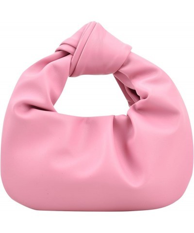 Women's Small Knotted Handbags Soft PU Leather Hobo Bag Shoulder Dumpling Bags Cloud Clutch Purses Pink $10.28 Hobo Bags