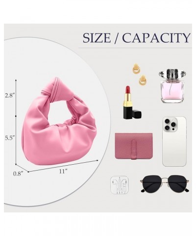 Women's Small Knotted Handbags Soft PU Leather Hobo Bag Shoulder Dumpling Bags Cloud Clutch Purses Pink $10.28 Hobo Bags