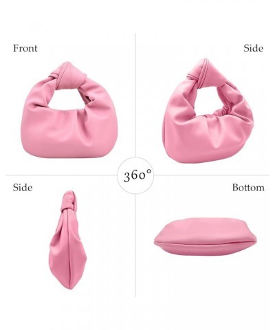 Women's Small Knotted Handbags Soft PU Leather Hobo Bag Shoulder Dumpling Bags Cloud Clutch Purses Pink $10.28 Hobo Bags