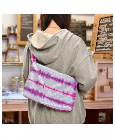 Women Boho Handbag Batik Tie Dye Abstract Pink Stripes Underarm Bag Tote Bag Shoulder Bag Crossbody Bag Fluffy Cell Phone Pur...