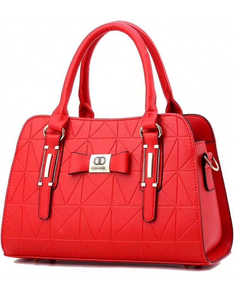 Women's fashion versatile leather handbag shoulder bag crossbody bag Red $18.27 Shoulder Bags