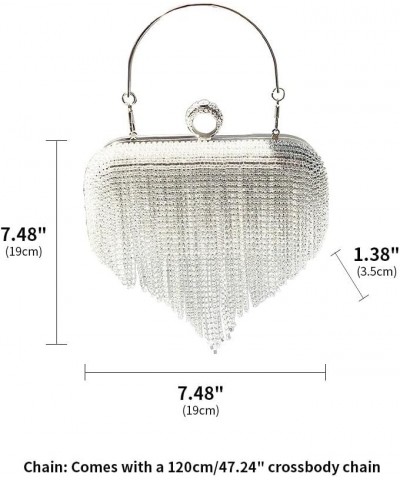 Evening Clutch Bag Rhinestone Wedding Purse Glitter Dressy Clutch Cocktail Purse with Detachable Chain for Party Prom Silver ...