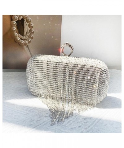 Evening Clutch Bag Rhinestone Wedding Purse Glitter Dressy Clutch Cocktail Purse with Detachable Chain for Party Prom Silver ...