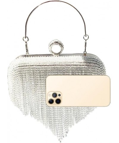 Evening Clutch Bag Rhinestone Wedding Purse Glitter Dressy Clutch Cocktail Purse with Detachable Chain for Party Prom Silver ...