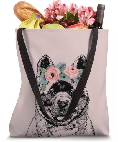 Akita Inu with Floral Headband Dog Mom Tote Bag $15.33 Totes