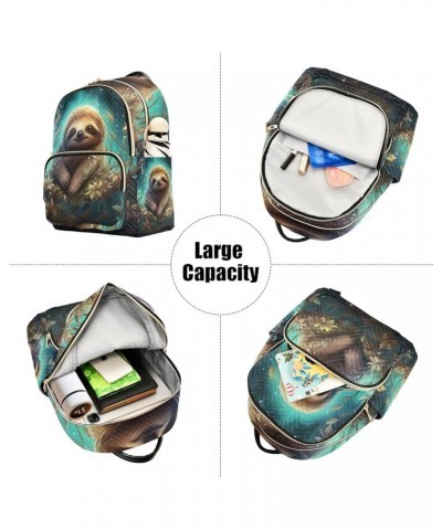 Small Backpack Purse for Women, Cute Sloth Flowers Travel Bag Casual Daypack Shoulder Bag Small $18.71 Backpacks