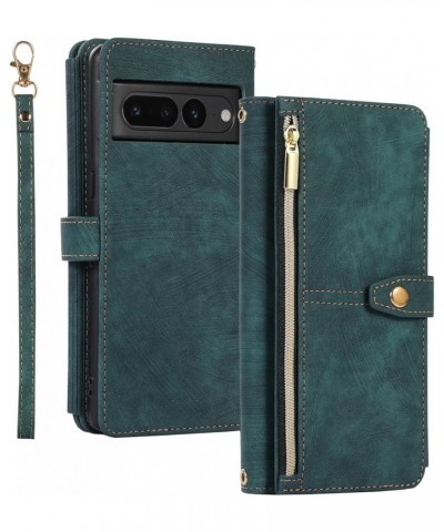 for Google Pixel 6 flip Phone case, Leather case with Nine Card Zipper Bag Brown Pixel 7 Green $17.47 Others