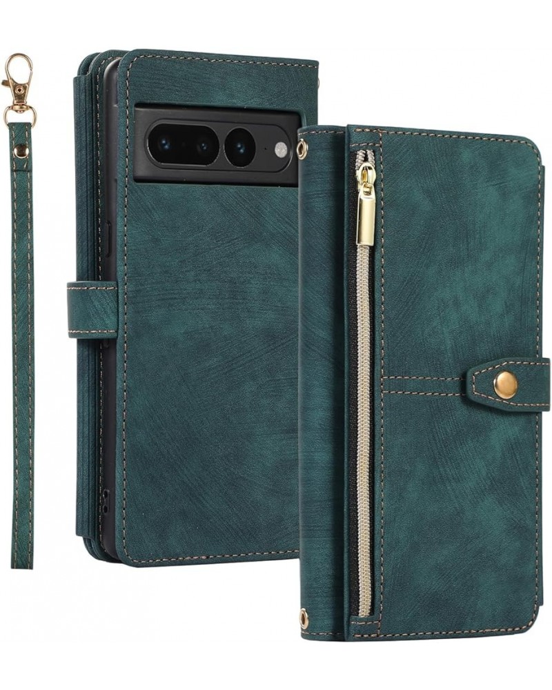 for Google Pixel 6 flip Phone case, Leather case with Nine Card Zipper Bag Brown Pixel 7 Green $17.47 Others