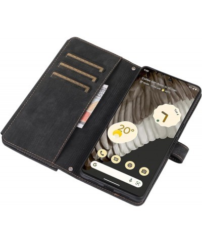 for Google Pixel 6 flip Phone case, Leather case with Nine Card Zipper Bag Brown Pixel 7 Green $17.47 Others