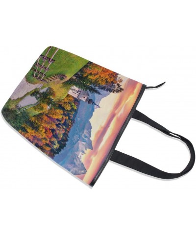 Tote Bag Countryside Autumn Landscape Canvas Zippered Tote Handbag for Women with 2 Interior Pockets $11.95 Totes