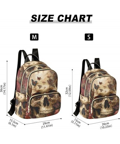 Small Fashion Backpack for Women Gothic Skull Rose Butterfly Print Ladies Travel Daypack Aesthetic Shoulder Bag 10.2×5.1×12.5...