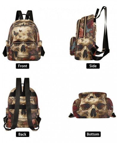 Small Fashion Backpack for Women Gothic Skull Rose Butterfly Print Ladies Travel Daypack Aesthetic Shoulder Bag 10.2×5.1×12.5...