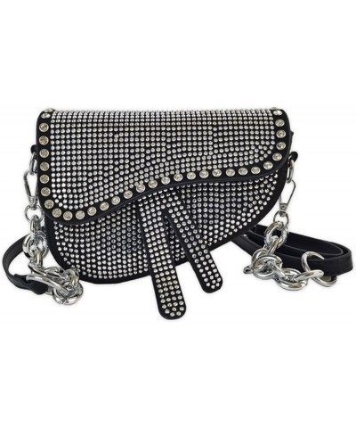 Black Saddle Bag Purse for Women Trendy Leather Crossbody Bag Small Shoulder Handbags Satchel Silver $10.82 Satchels