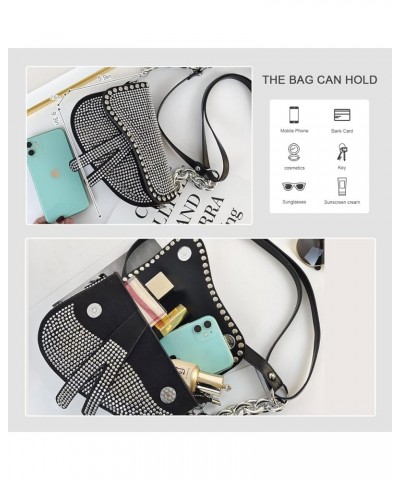 Black Saddle Bag Purse for Women Trendy Leather Crossbody Bag Small Shoulder Handbags Satchel Silver $10.82 Satchels