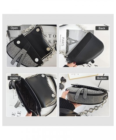 Black Saddle Bag Purse for Women Trendy Leather Crossbody Bag Small Shoulder Handbags Satchel Silver $10.82 Satchels