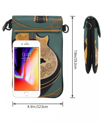 women Small Cell Phone Purse Musical Guitar picture Soft, durable and waterproof PU leather Convenient for daily use and trav...