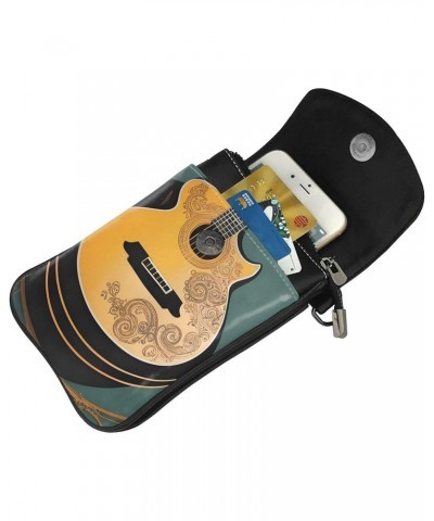 women Small Cell Phone Purse Musical Guitar picture Soft, durable and waterproof PU leather Convenient for daily use and trav...