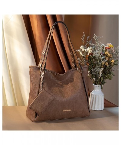 Hobo Bags for Women Top Handle Satchel Shoulder Purse Bucket Handbag Large-khaki $12.25 Totes