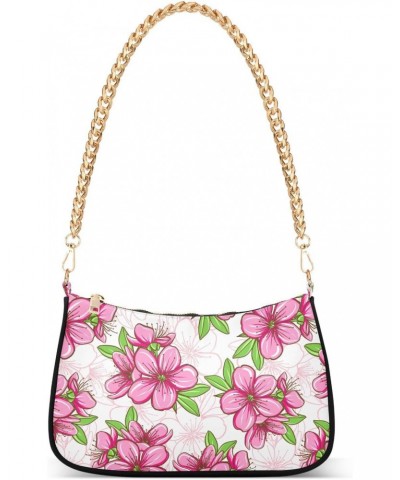 Shoulder Bag for Women, Pink Cherry Blossom Tote Bag Small Purses Cute Mini Zipper Handbag with Chain Strap $12.90 Totes