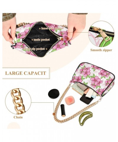 Shoulder Bag for Women, Pink Cherry Blossom Tote Bag Small Purses Cute Mini Zipper Handbag with Chain Strap $12.90 Totes