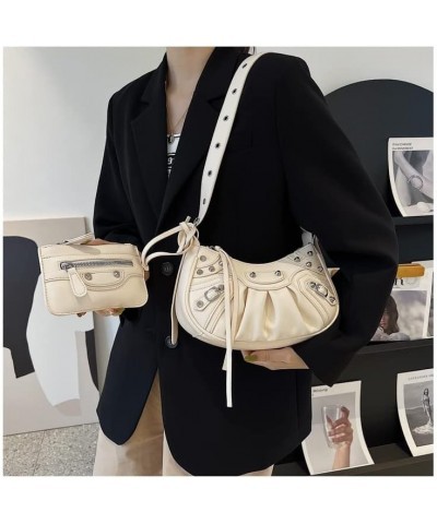 2 Pcs Women Tassel Handbags and Purses Fashion Shoulder Bag Crossbody Goth Purse Women PU Purse Shoulder Bag Y2K (pink) Beige...