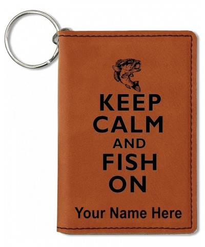 ID Holder Wallet, Keep Calm and Fish On, Personalized Engraving Included (Light Brown) Dark Brown $16.79 Wallets