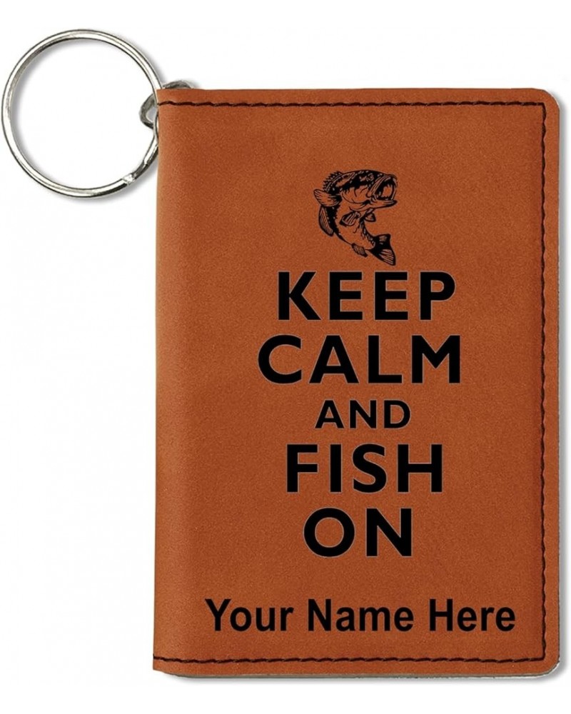 ID Holder Wallet, Keep Calm and Fish On, Personalized Engraving Included (Light Brown) Dark Brown $16.79 Wallets