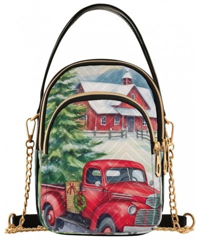 Watercolor Christmas Truck Crossbody Bags for Women Travel Crossbody Bags Wallet Purses with Chain Strap for Women $11.44 Cro...