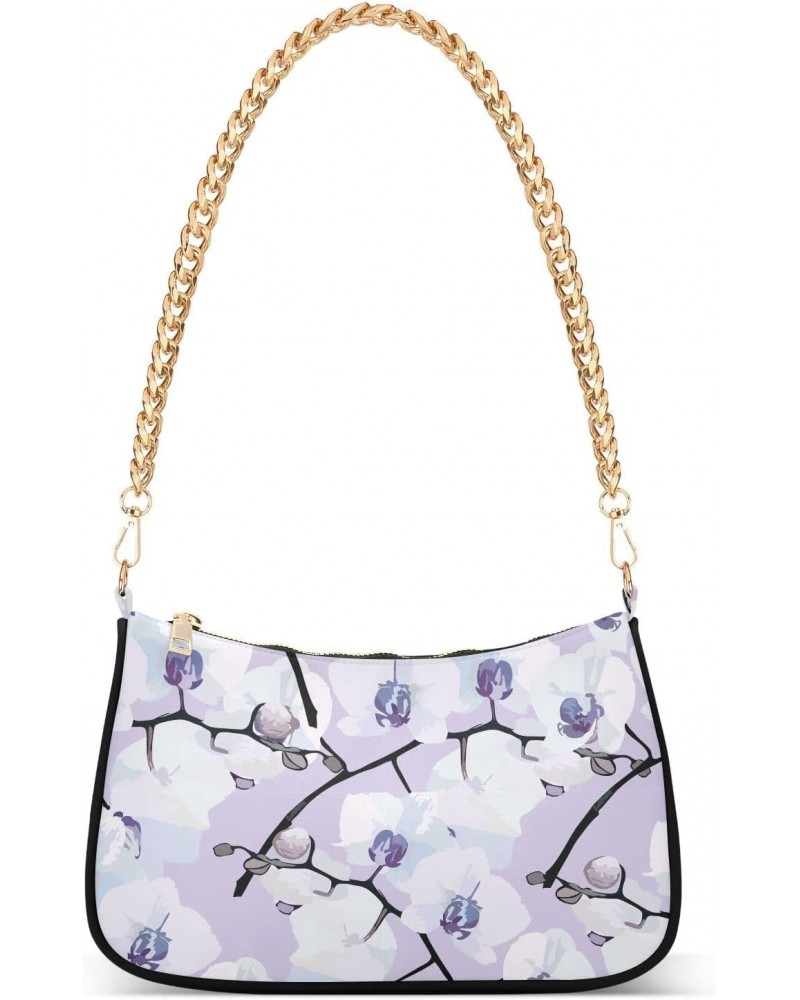 Flowers Orchids Shoulder Bag for Women Small Purse Fashion Chain Purse Phone Wallet Purse with Chain Strap for Women $16.49 S...